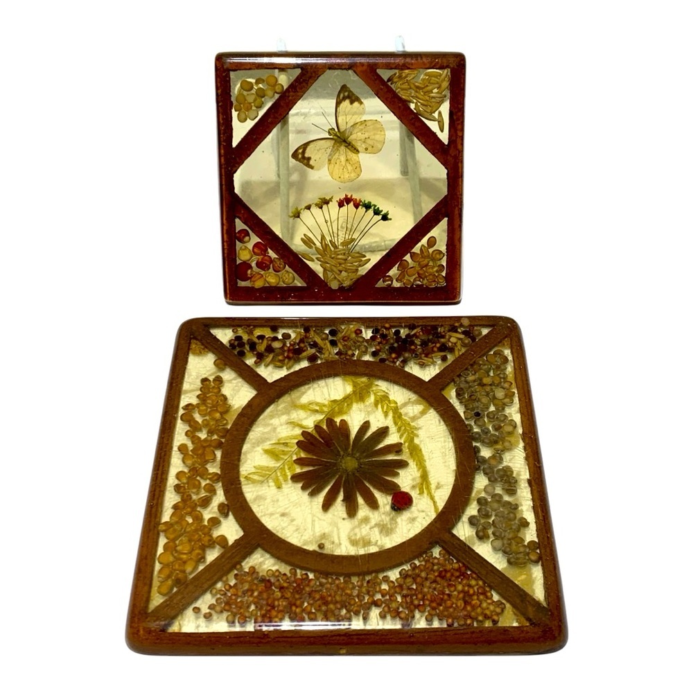 Vintage 1970’s Gamut Designs Lucite Trivet Set (2)